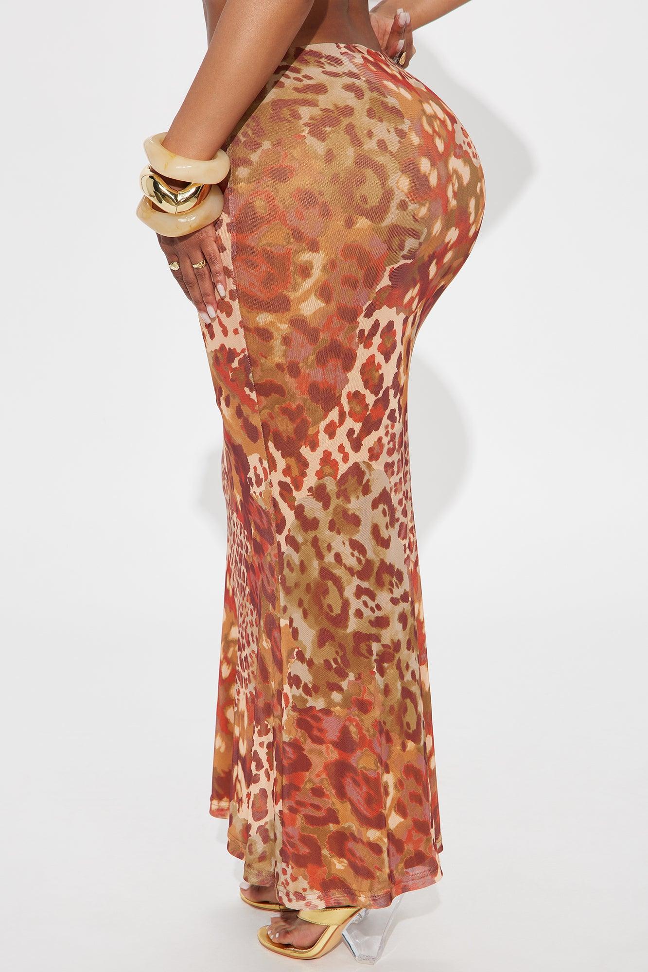 Some Type Of Way Leopard Mesh Maxi - Brown/combo Female Product Image