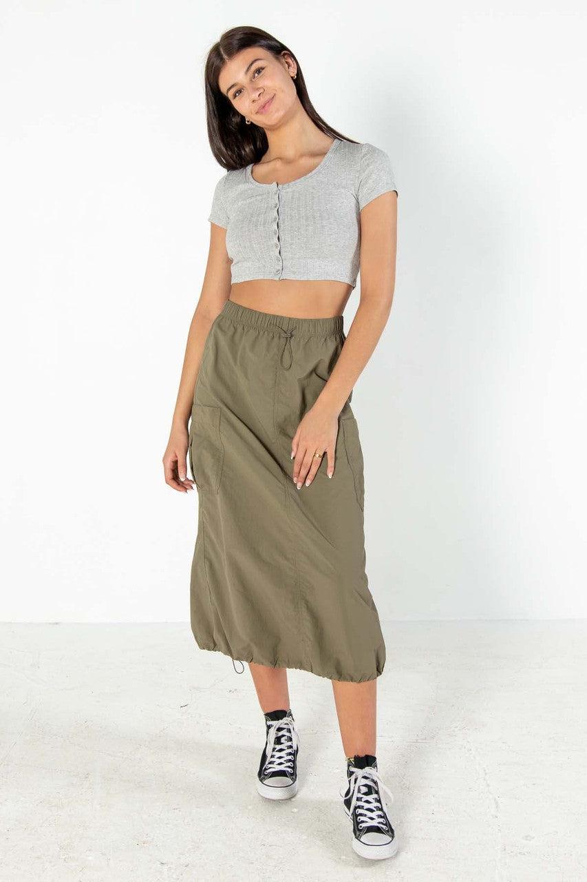 Gray Button Down Crop Tee Product Image