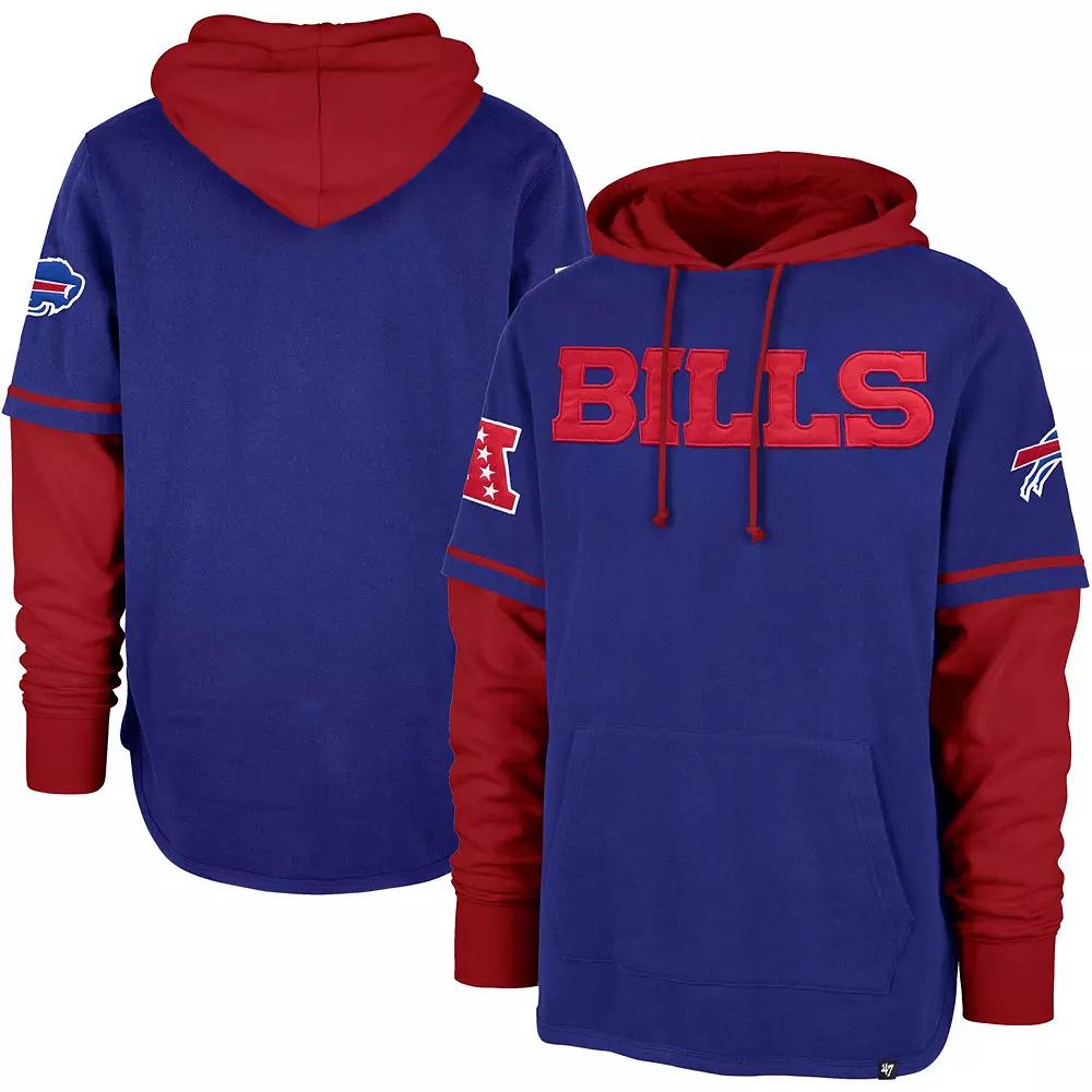 Men's '47 Royal Buffalo Bills Shortstop Pullover Hoodie, Size: Large, Blue Product Image