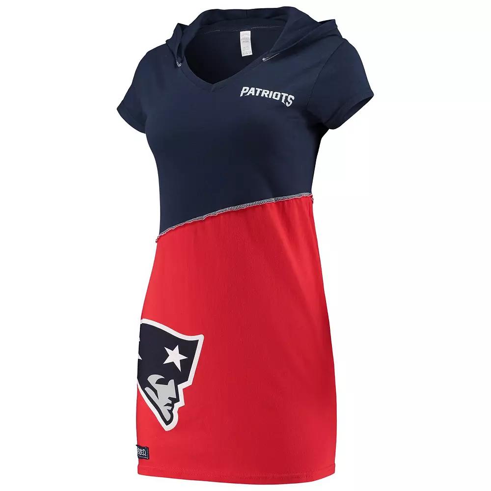 Women's Refried Apparel Navy/Red New England Patriots Sustainable Hooded Mini Dress, Size: Medium, Blue Product Image