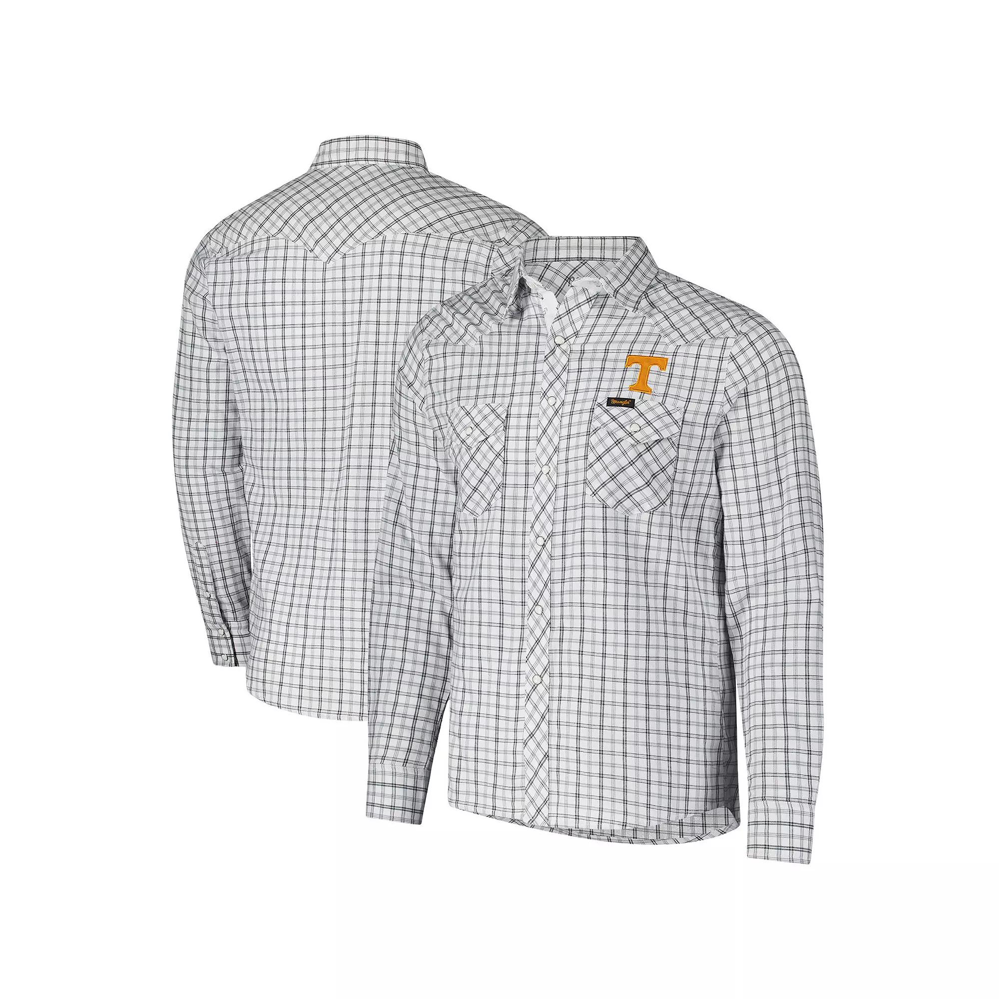 Men's Colosseum x Wrangler White Tennessee Volunteers Plaid Window Pane Long Sleeve Full-Snap Shirt, Size: Small Product Image