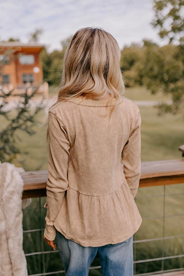 Harvest Cheer Vintage Wash Knit Top in Beige Product Image