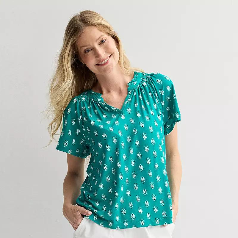 Women's Croft & Barrow® Smocked Raglan Top,  Product Image