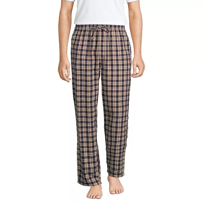 Men's Lands' End Flannel Pajama Sleep Pants, Size: Large, Navy Green Plaid Product Image
