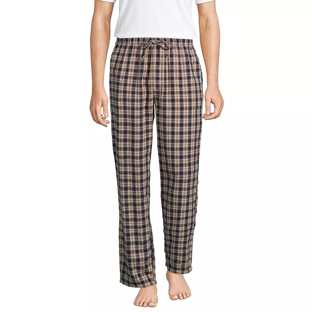 Men's Lands' End Flannel Pajama Sleep Pants, Size: Large, Navy Green Plaid Product Image