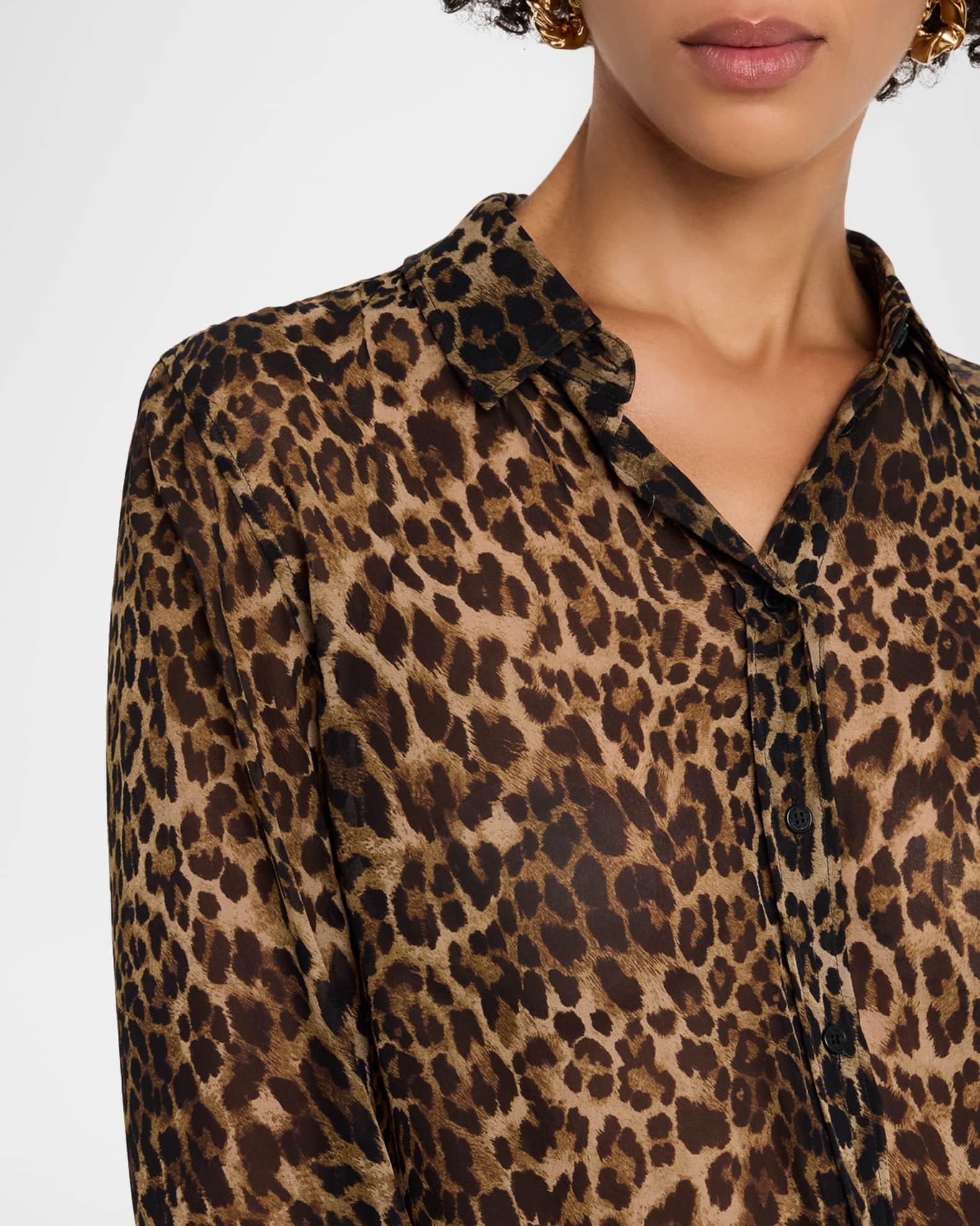 Gaia Polka-Dot Silk Slim Button-Down Shirt Product Image