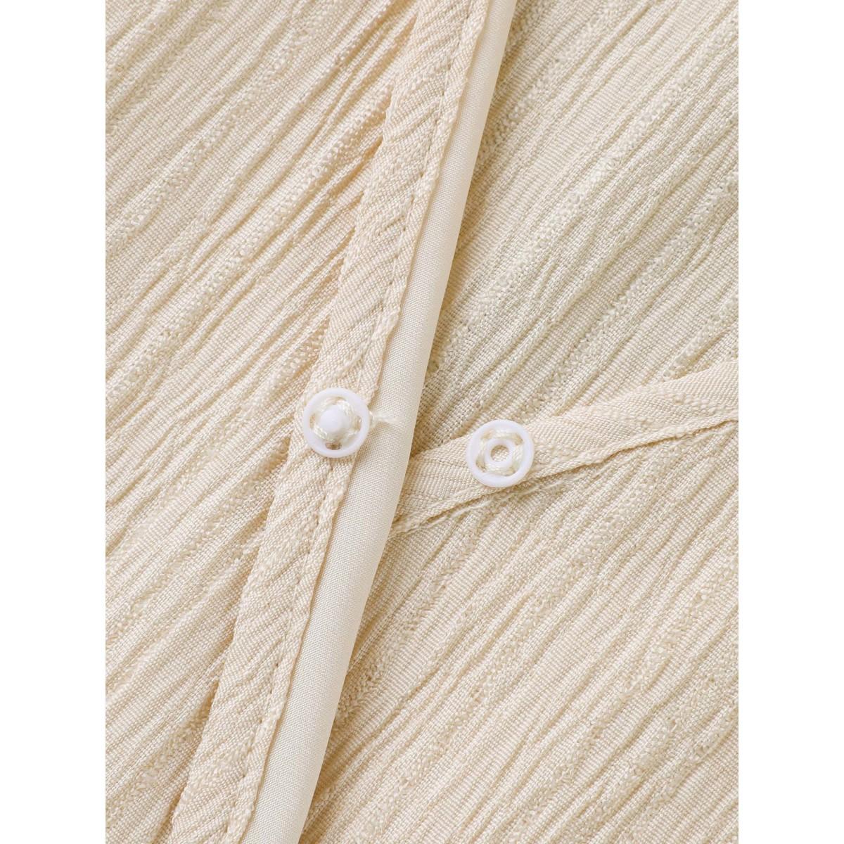 Plus Size Pleated Waist Textured Shirred Midi Dress Apricot Women At the Office Texture Overlap Collar Short sleeve Curvy BloomChic 22-24/3X Product Image