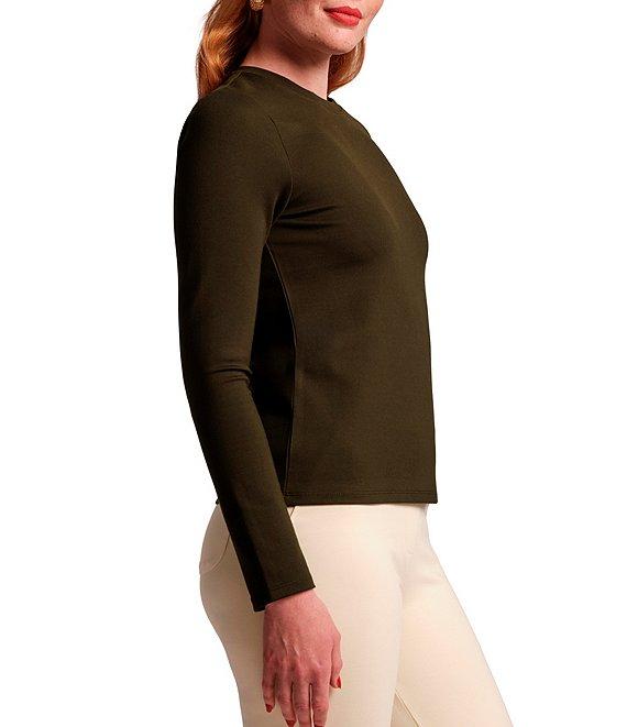 FRANCES VALENTINE Stretch Knit Crew Neck Long Sleeve Ballet Top Product Image