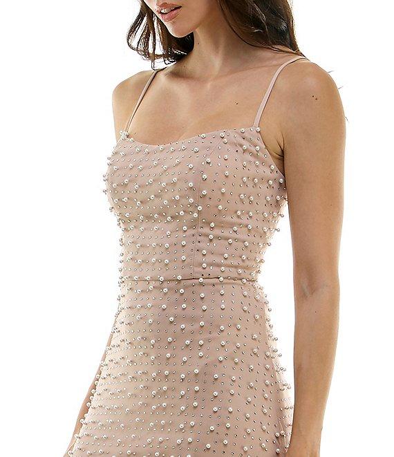 B. Darlin Stones & Pearls Scoop Neck Spaghetti Strap Maxi Dress Product Image