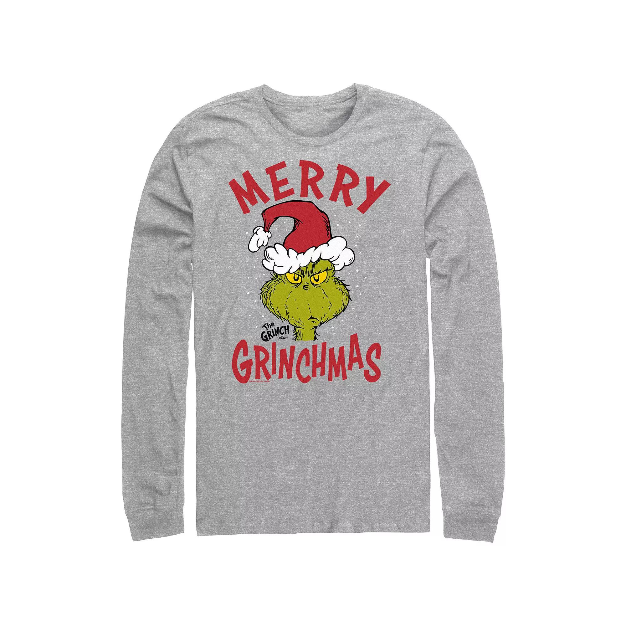 Big & Tall Dr. Seuss The Grinch Merry Christmas Long Sleeve Graphic Tee, Men's,  Product Image