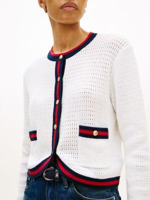 Gold-Button Textured Knit Cardigan Product Image