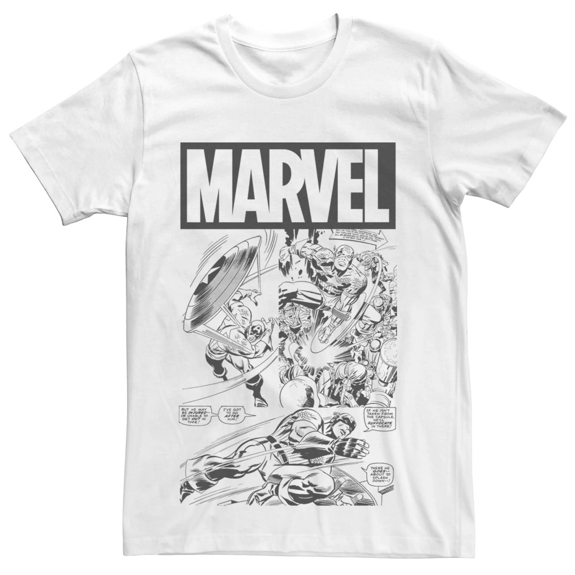 Men's Marvel Captain America Black And White Comic Tee,  Product Image