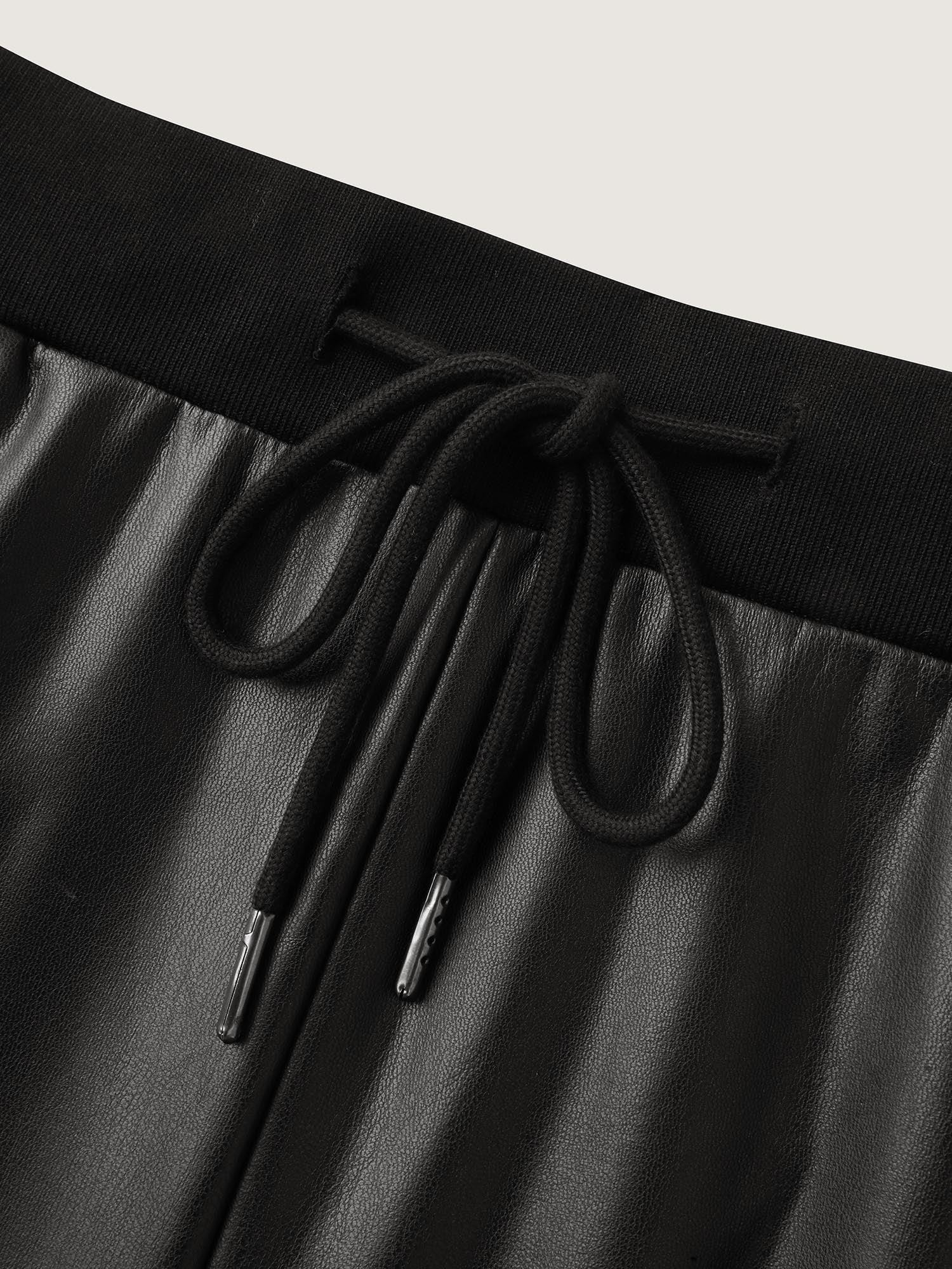 Super Stretchy Drawstring Metallic Look Pants Female Product Image