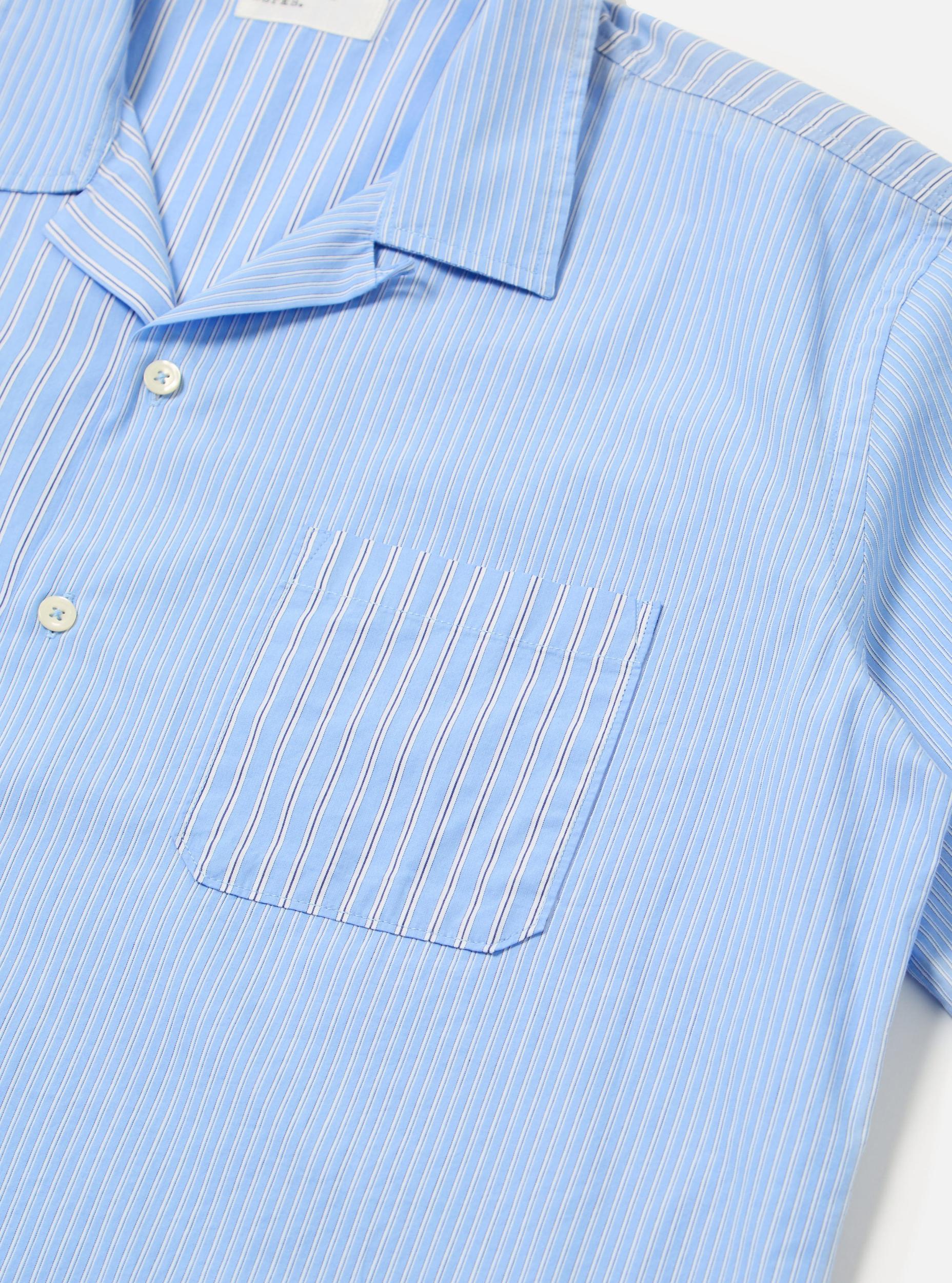 Universal Works Sal Road Shirt in Blue Vila Stripes Product Image