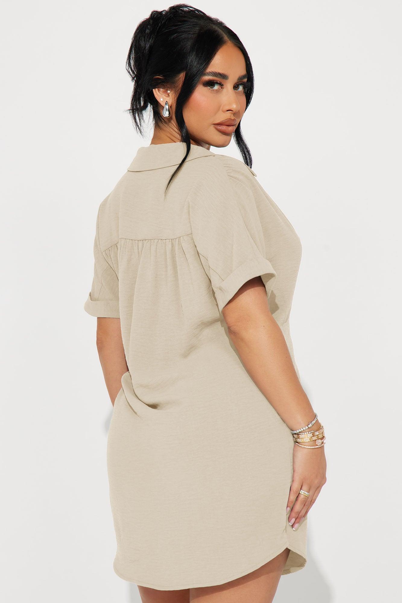 Amelia Mini Shirt Dress - Cream Female Product Image