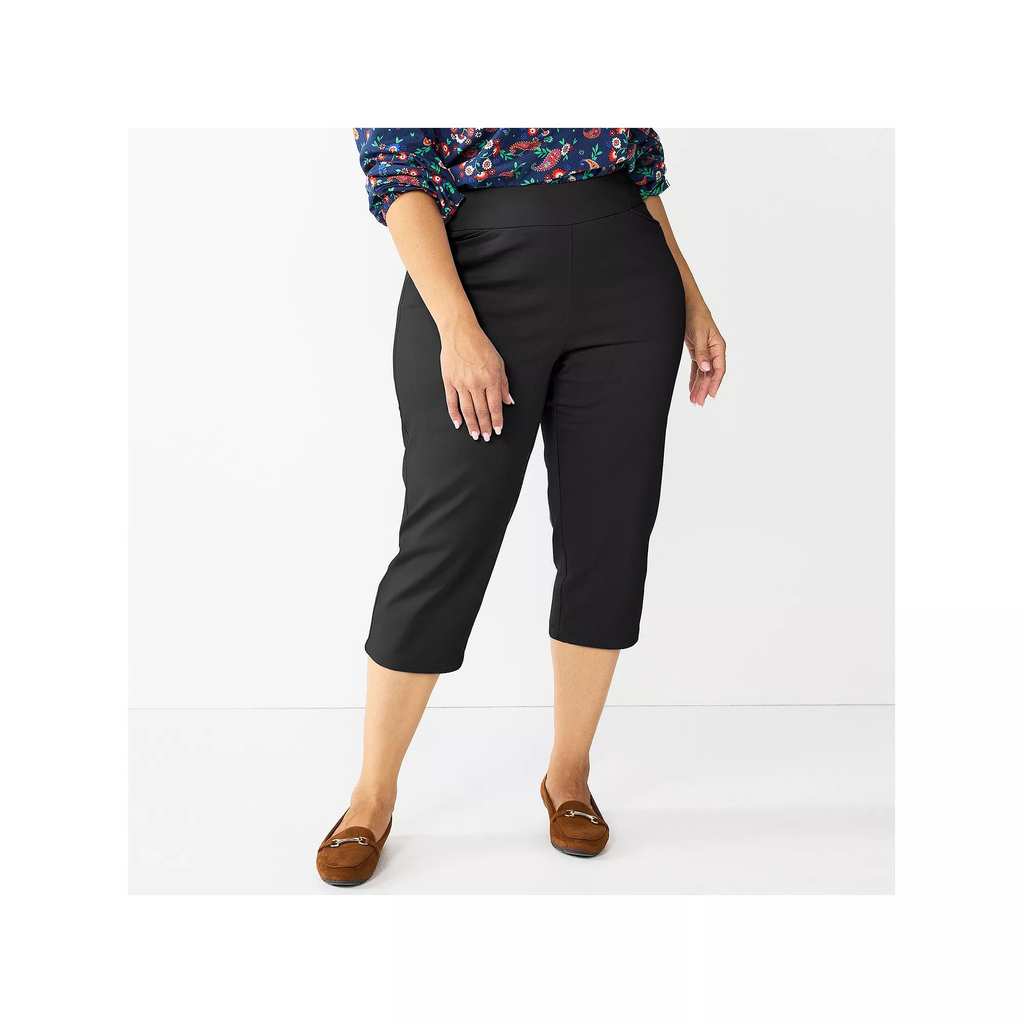 Plus Size Croft & Barrow® Effortless Stretch Capri Pants, Women's, Size: 24 W, Black Product Image
