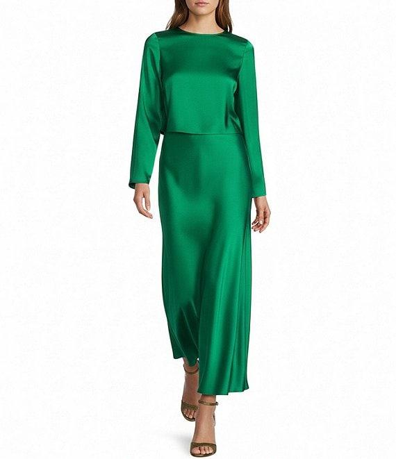 Antonio Melani Blyss Boat Neck Long Sleeve Coordinating Satin Blouse Product Image