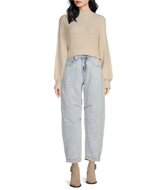 Every Acid Wash Denim High Rise Wide Barrel Leg Jeans Product Image