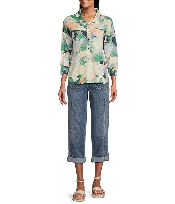 Westbound Knit Henley Elbow Sleeve Top Product Image