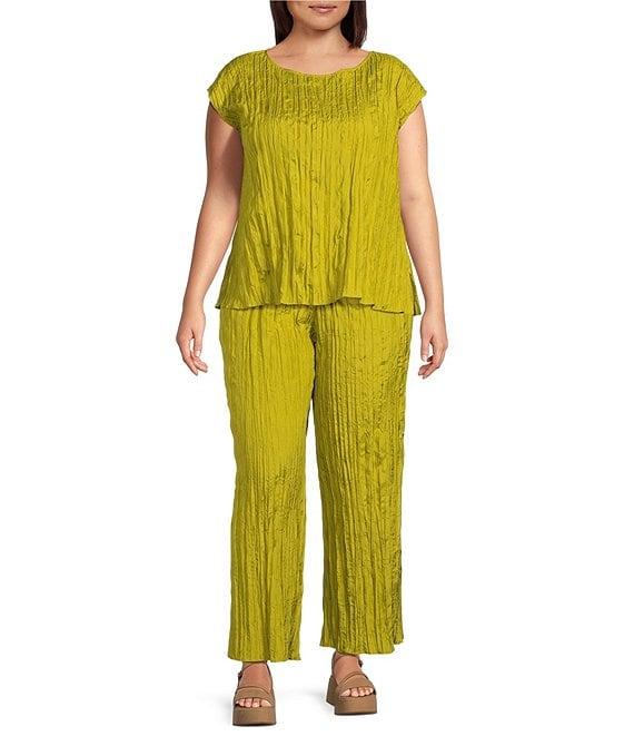 Eileen Fisher Plus Crushed Silk Ballet Neck Cap Sleeve Coordinating Top Product Image