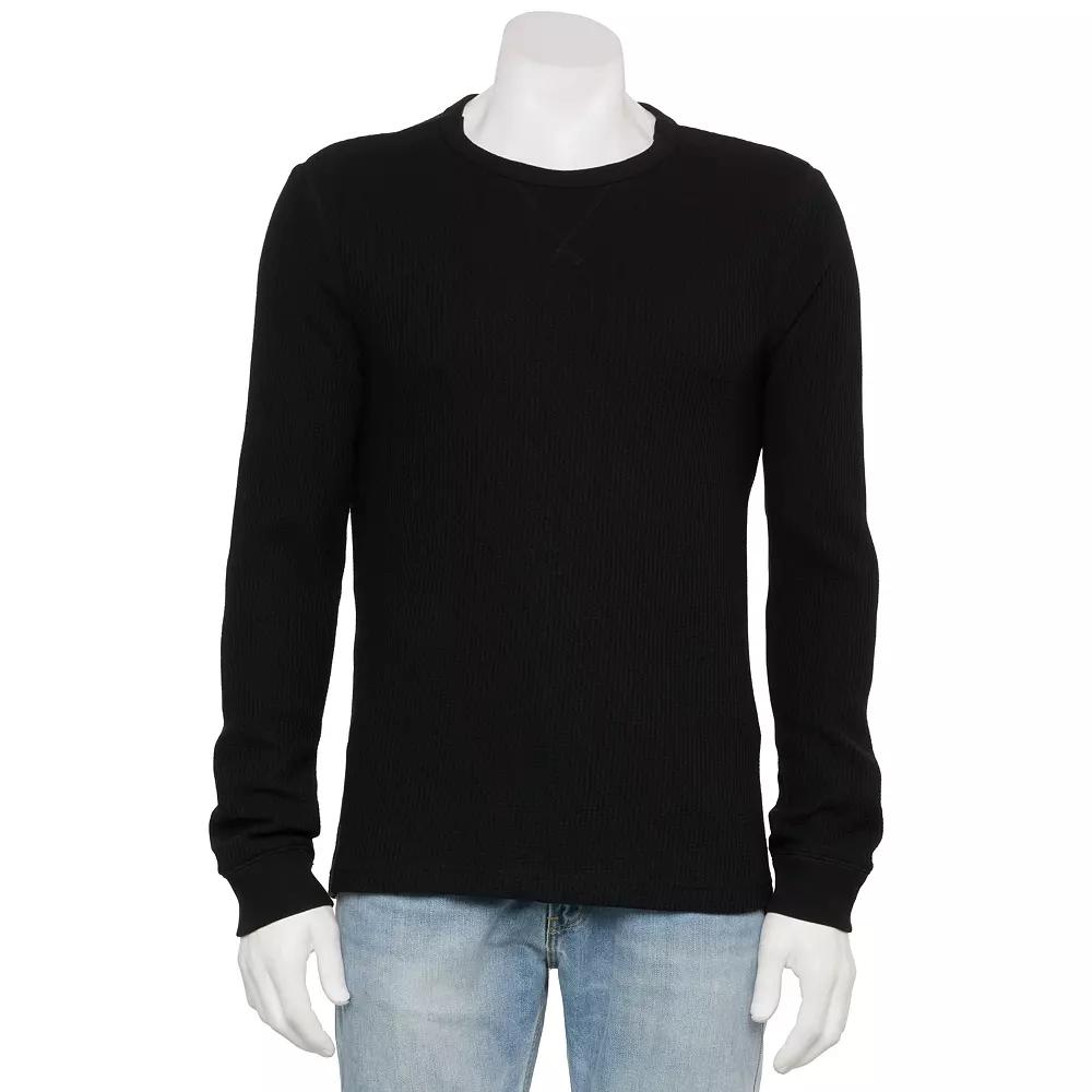 Men's Sonoma Goods For Life® Adaptive Long Sleeve Crewneck Tee, Size: Small, Black Product Image