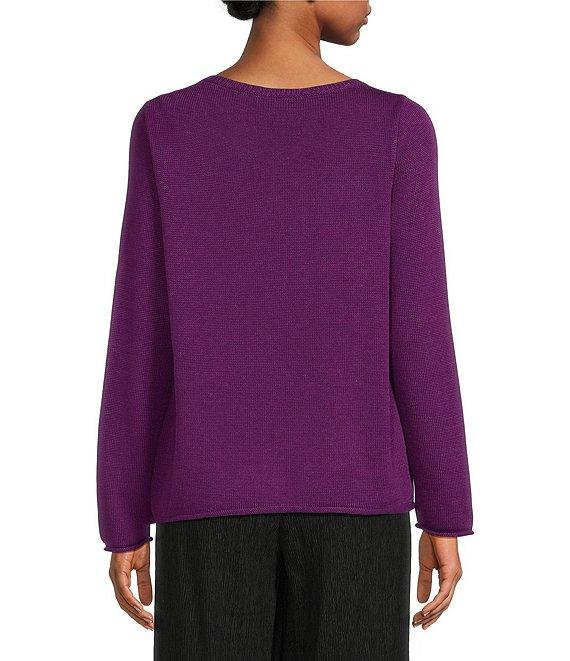Eileen Fisher Peruvian Cotton Blend Boat Neck Long Sleeve Sweater Product Image