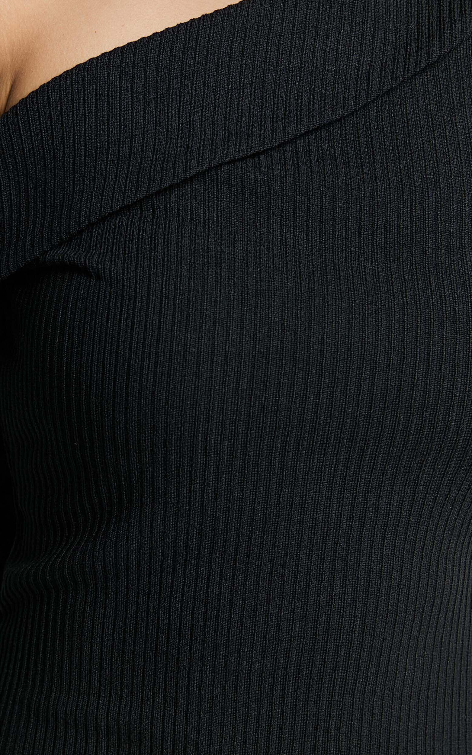 Danielle Mini Dress - Off Shoulder Long Sleeve Fitted Dress in Black Product Image