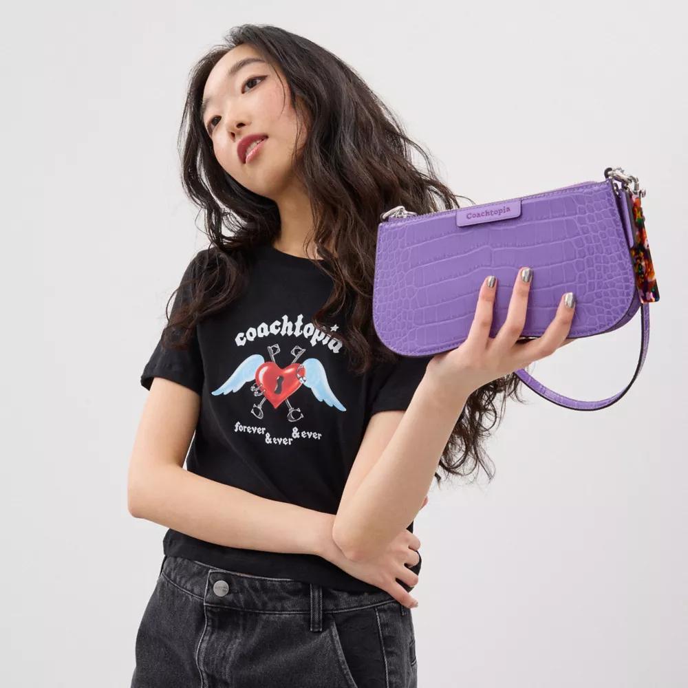 Small Wavy Shoulder Bag In Croc Embossed Coachtopia Leather Product Image