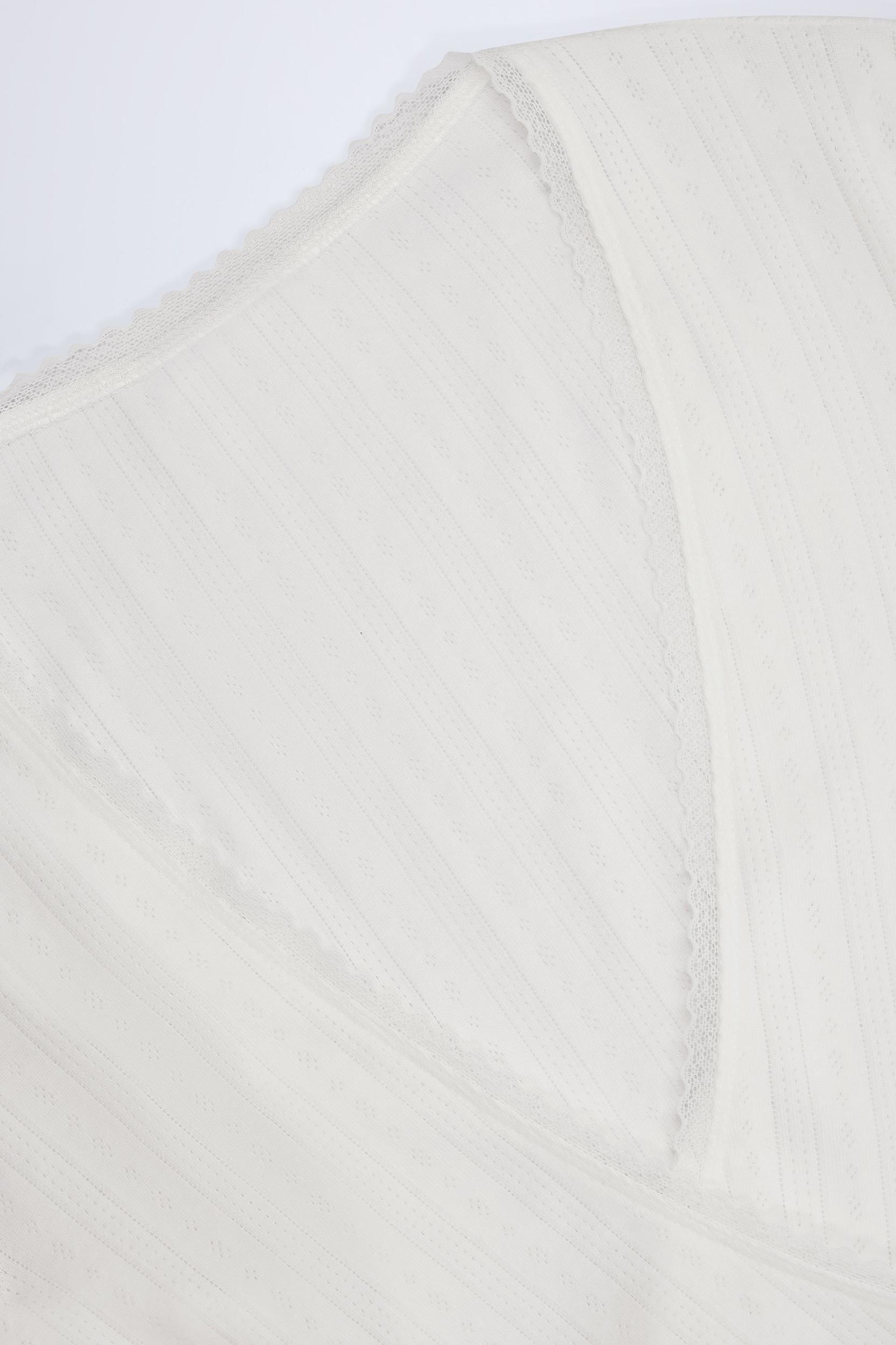 Pointelle Wrap Crop Top in White Product Image