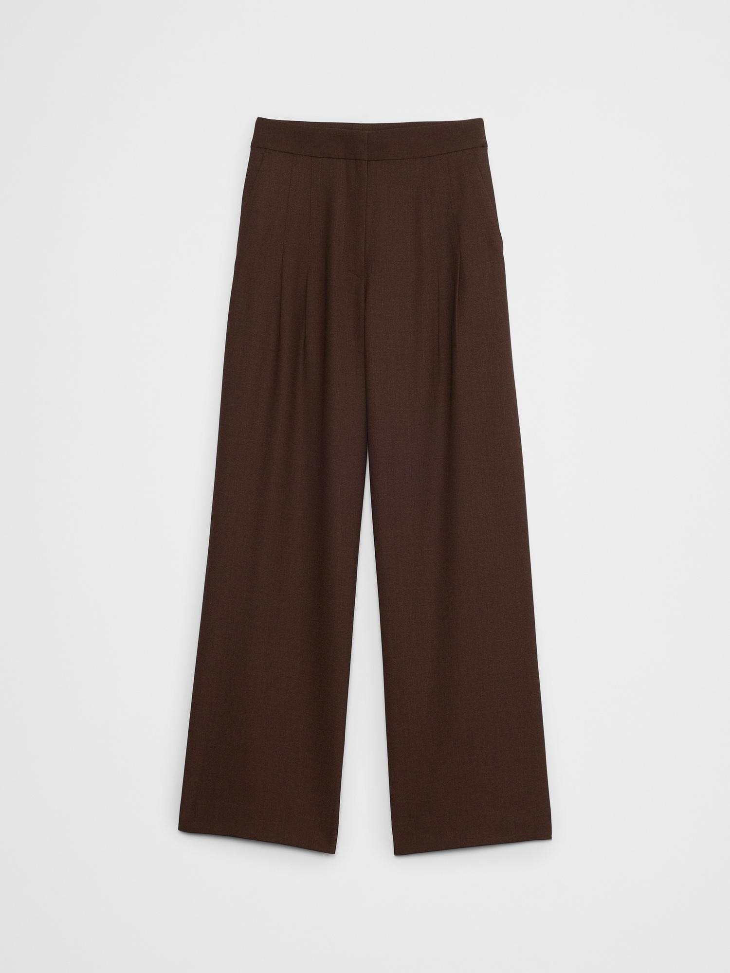Wide-Leg High-Rise Pleated Pull-On Pant Product Image