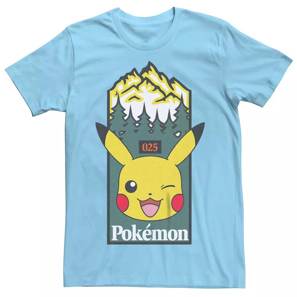 Men's Pokemon Pikachu Forest Mountains Box Face Tee,  Product Image