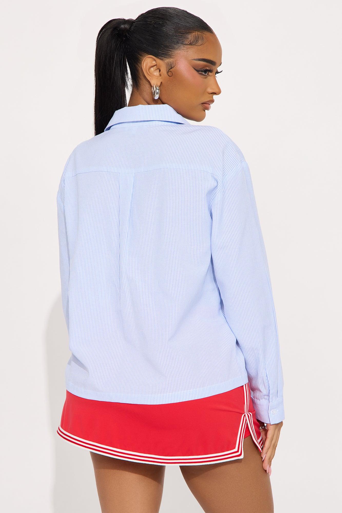 So Cutesy Long Sleeve Striped Shirt - Blue/combo Product Image