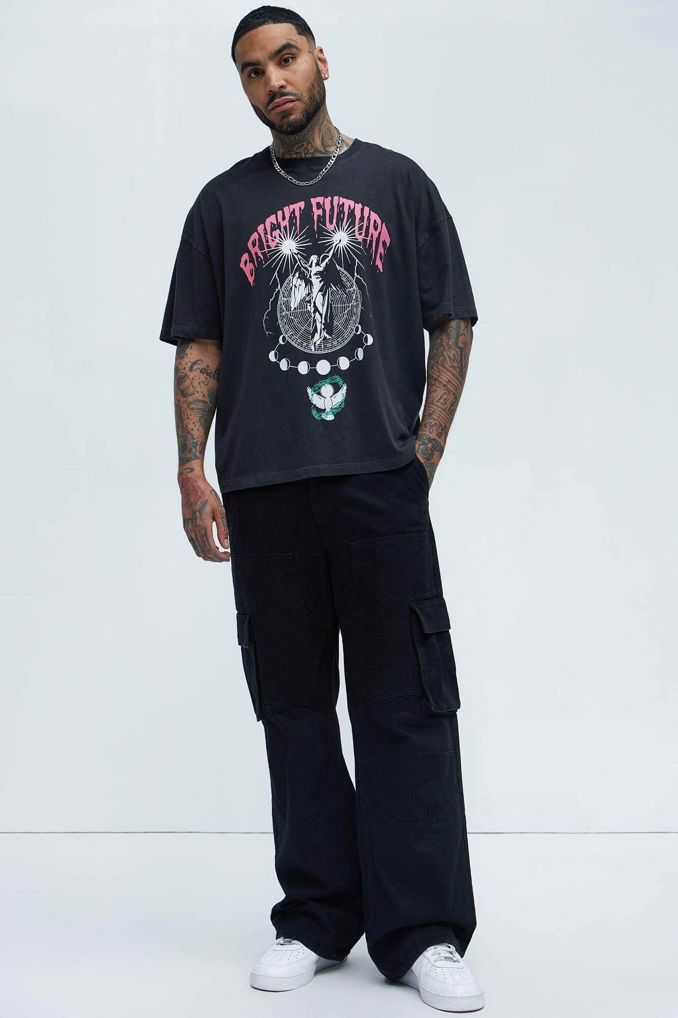 Bright Future Ahead Oversized Short Sleeve Tee - Black Product Image