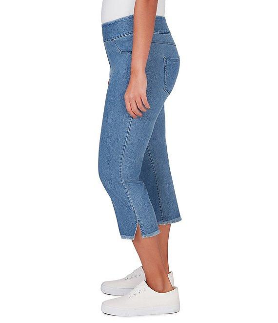 Ruby Rd. Petite Size Tencel Pull-On Fringe Side Slit Hem Capri Pants Product Image