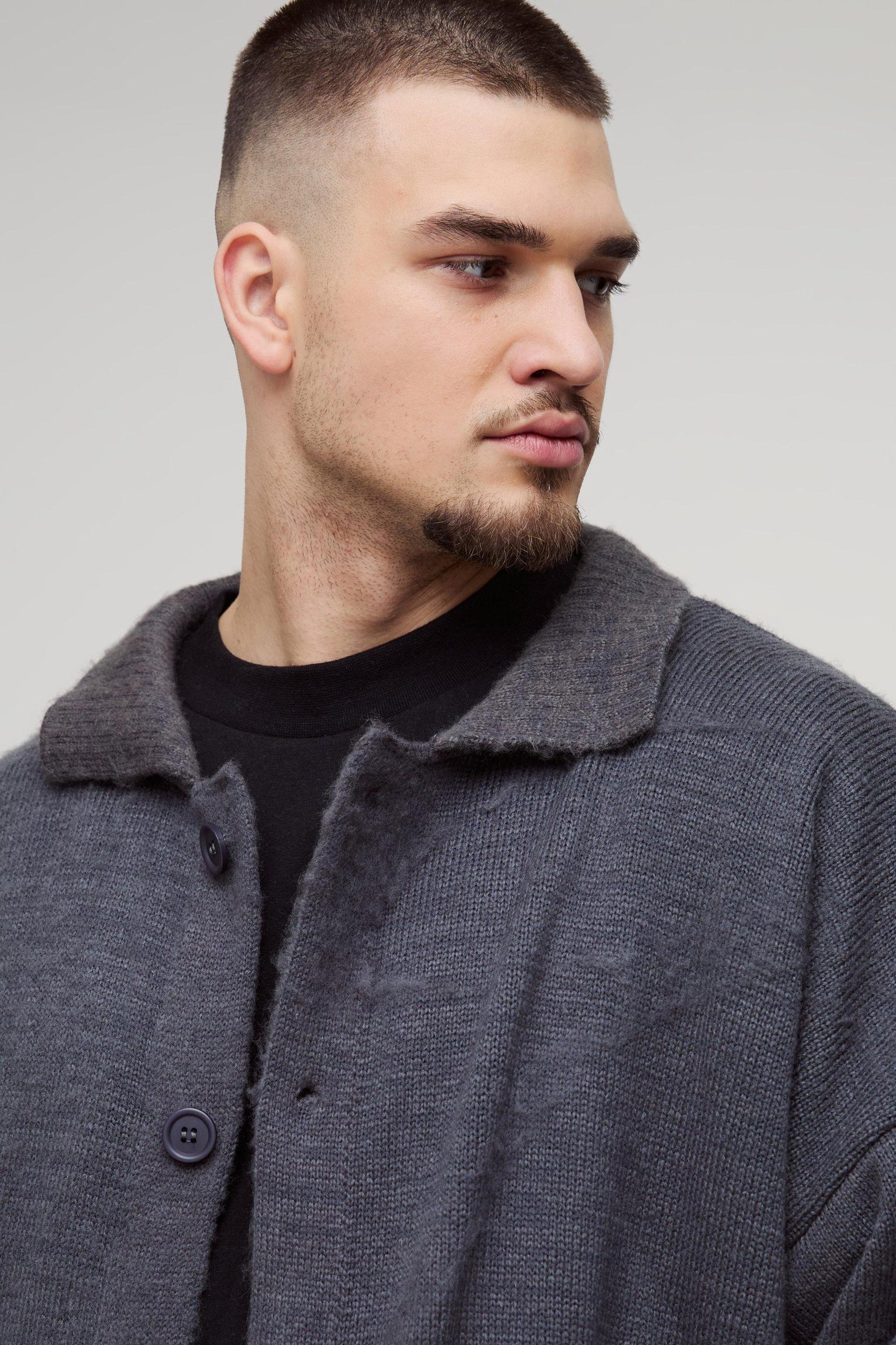 Tall Brushed Knit Shirt Jacket | boohooMAN USA Product Image