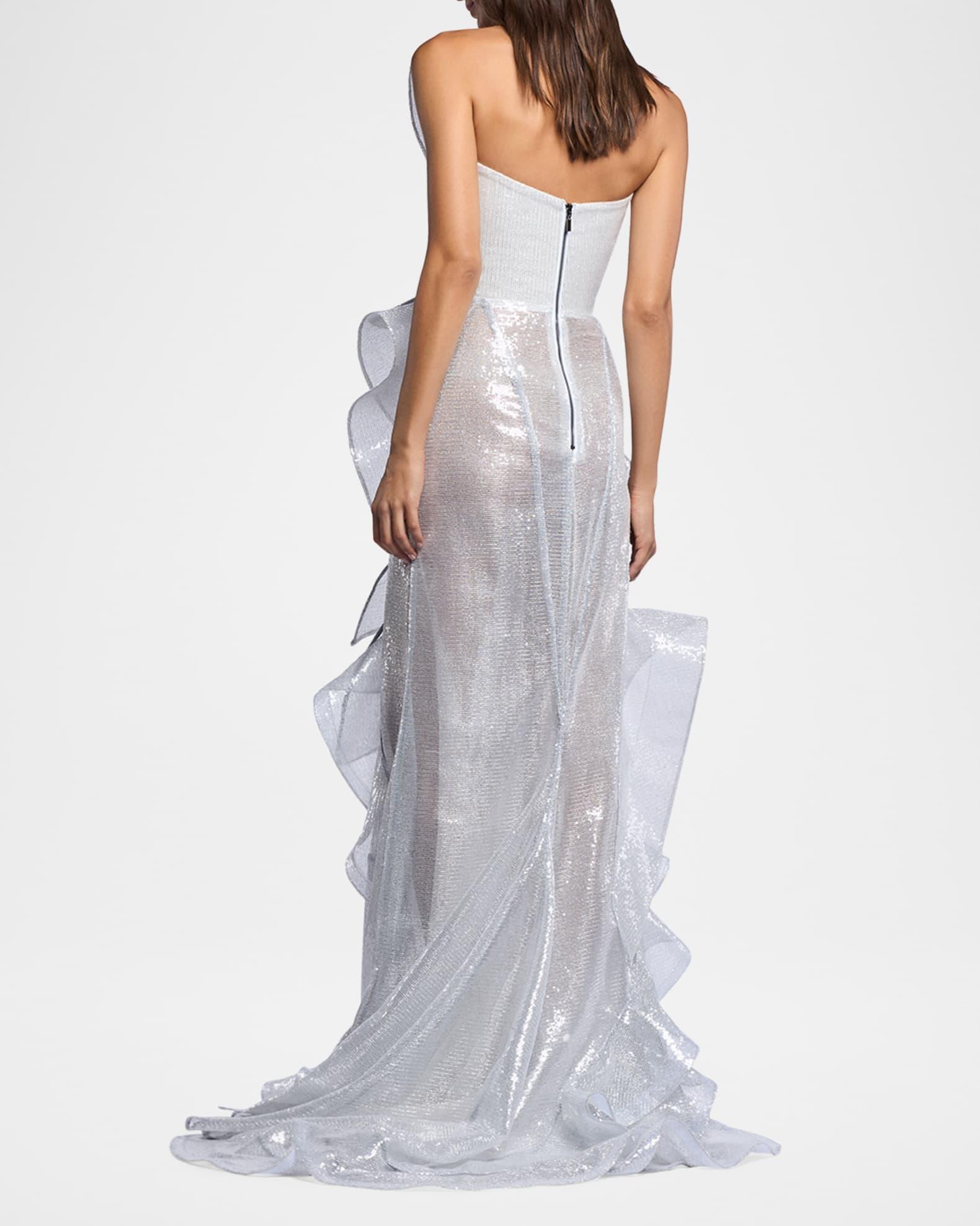 Refraction Strapless Ruffle Sequin Trumpet Gown Product Image