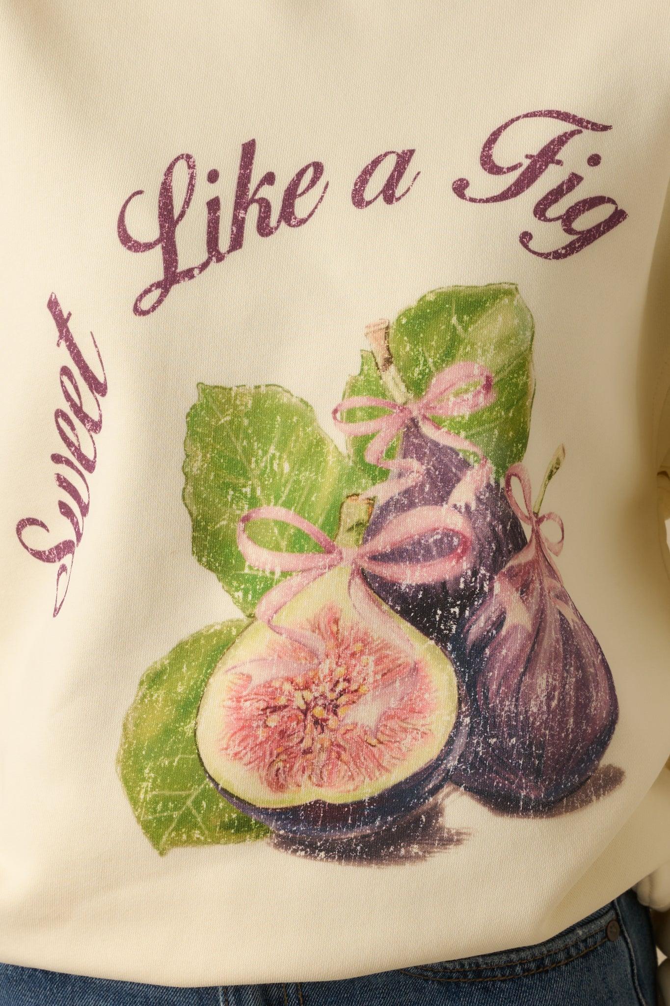 Sweet Like A Fig Ivory Cotton Graphic Crewneck Sweatshirt L / Ivory Product Image