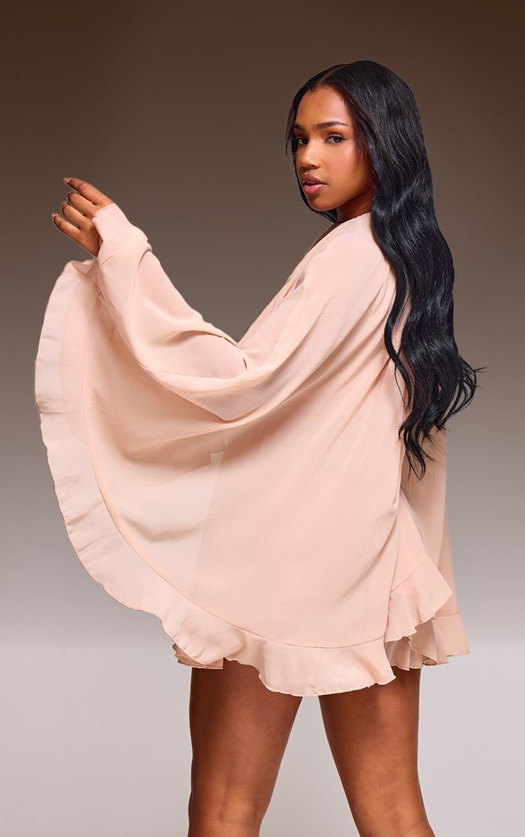 Light Nude Oversized Frill Hem Romper Product Image