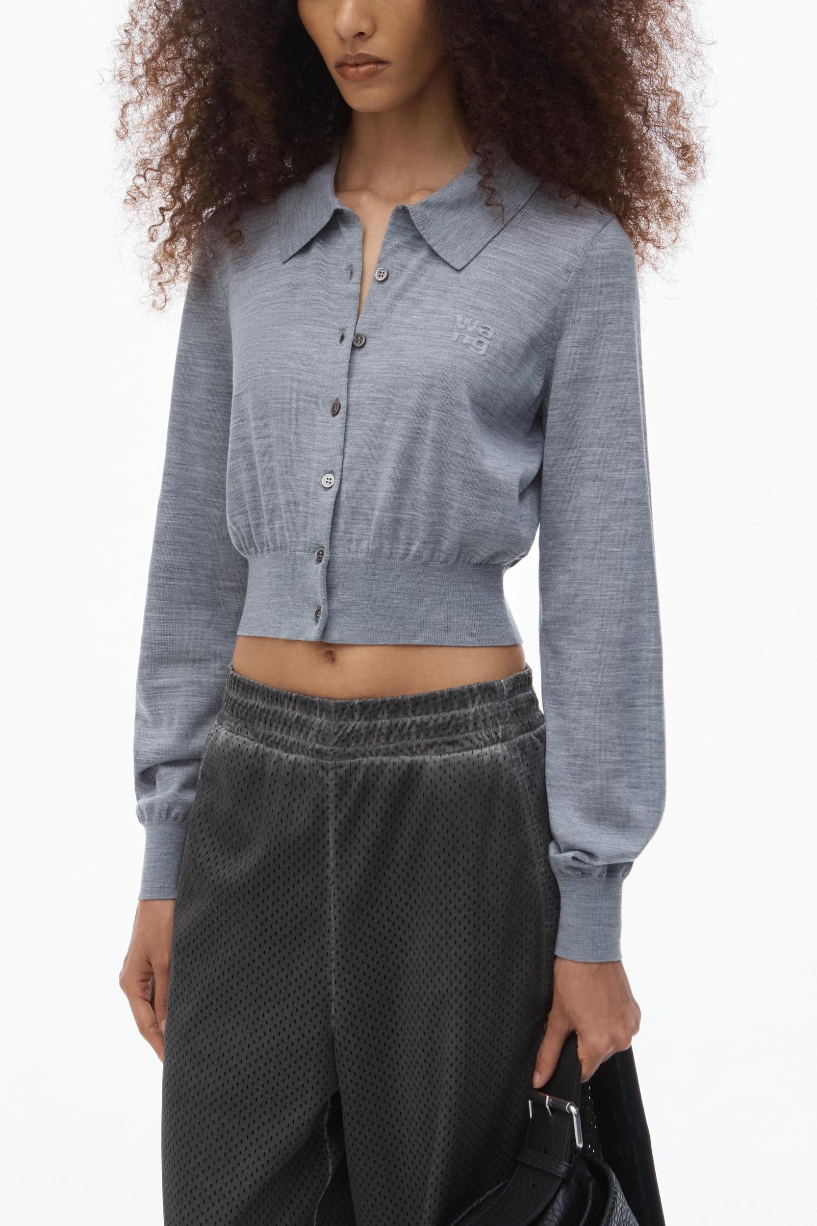 High-frequency Stacked Logo Cardigan In Merino Wool Product Image