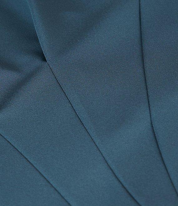 Kay Unger Iliana Stretch Crepe Bateau One Shoulder Bishop Sleeve Pleated A-Line Gown Product Image