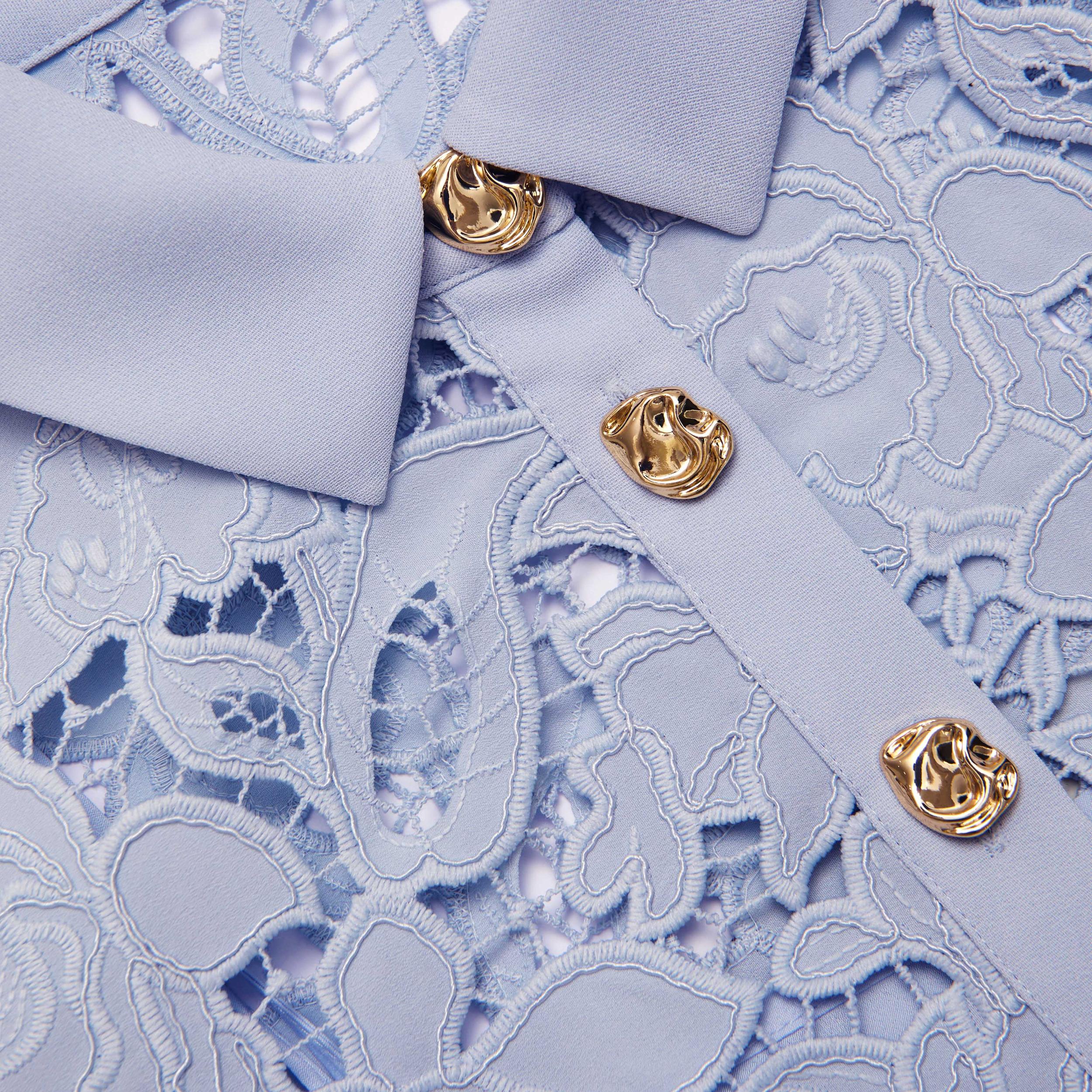 Blue Lace Sleeveless Midi Dress Product Image