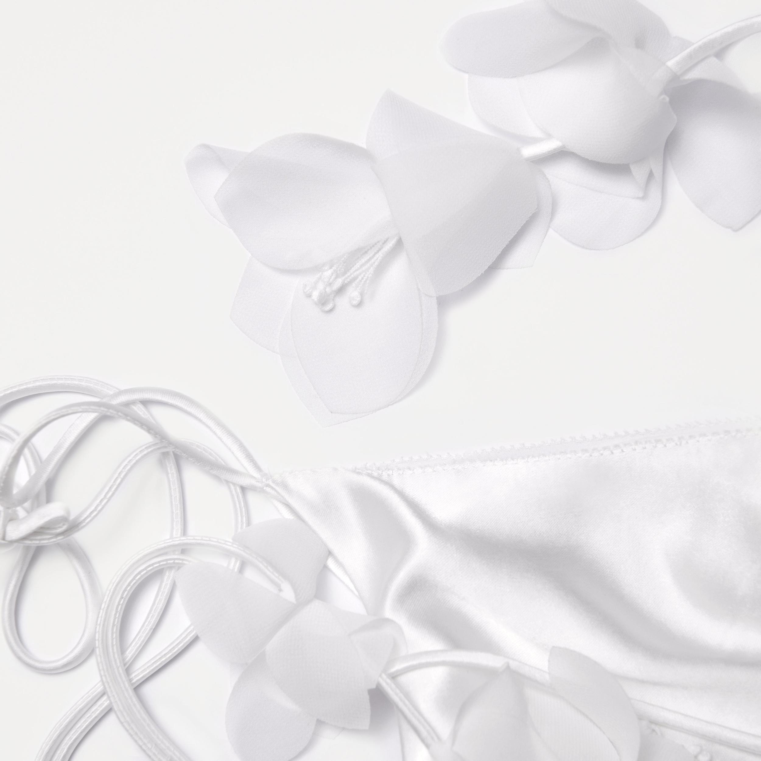 White Satin Flower Midi Dress Product Image