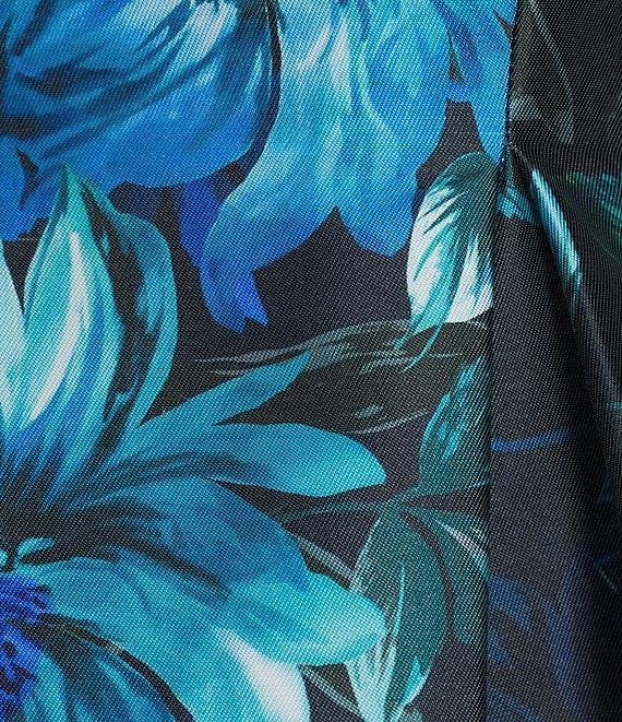 Adrianna Papell Taffeta Roll Collar Floral Print Midi Dress Product Image