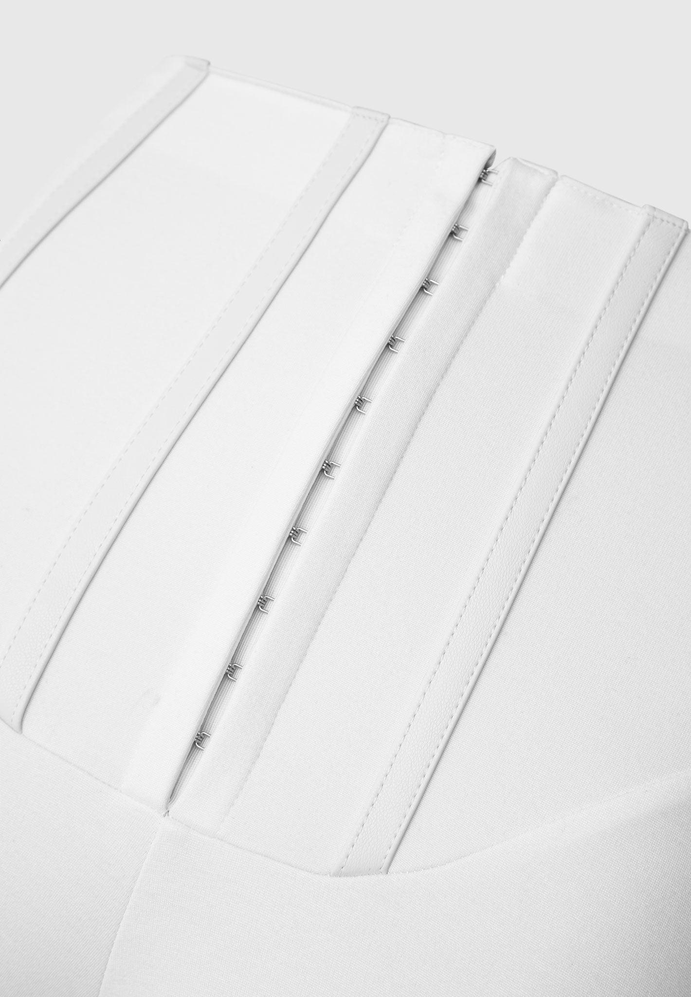 Lace Up Leggings with Corset Detail - White Female Product Image