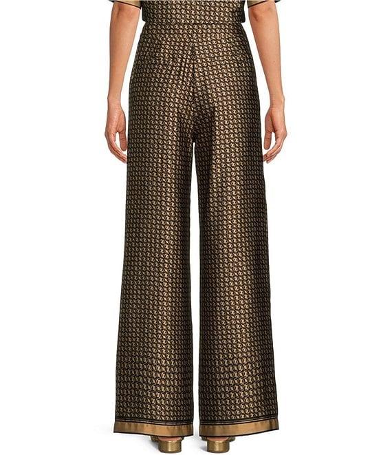Le' AL.X Logo Print Satin High Waisted Pleated Front Wide Leg Coordinating Pants Product Image