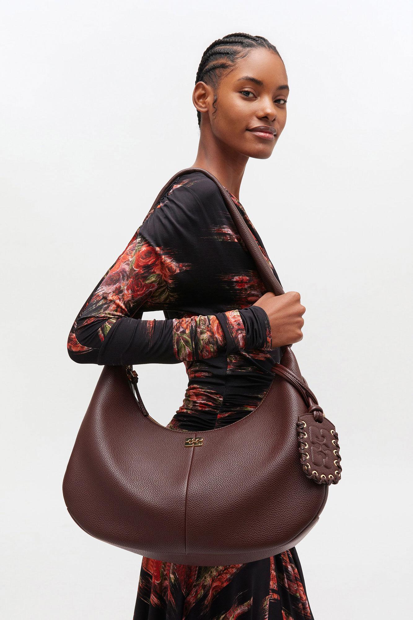 Brown Grained Medium Hobo Bag Product Image