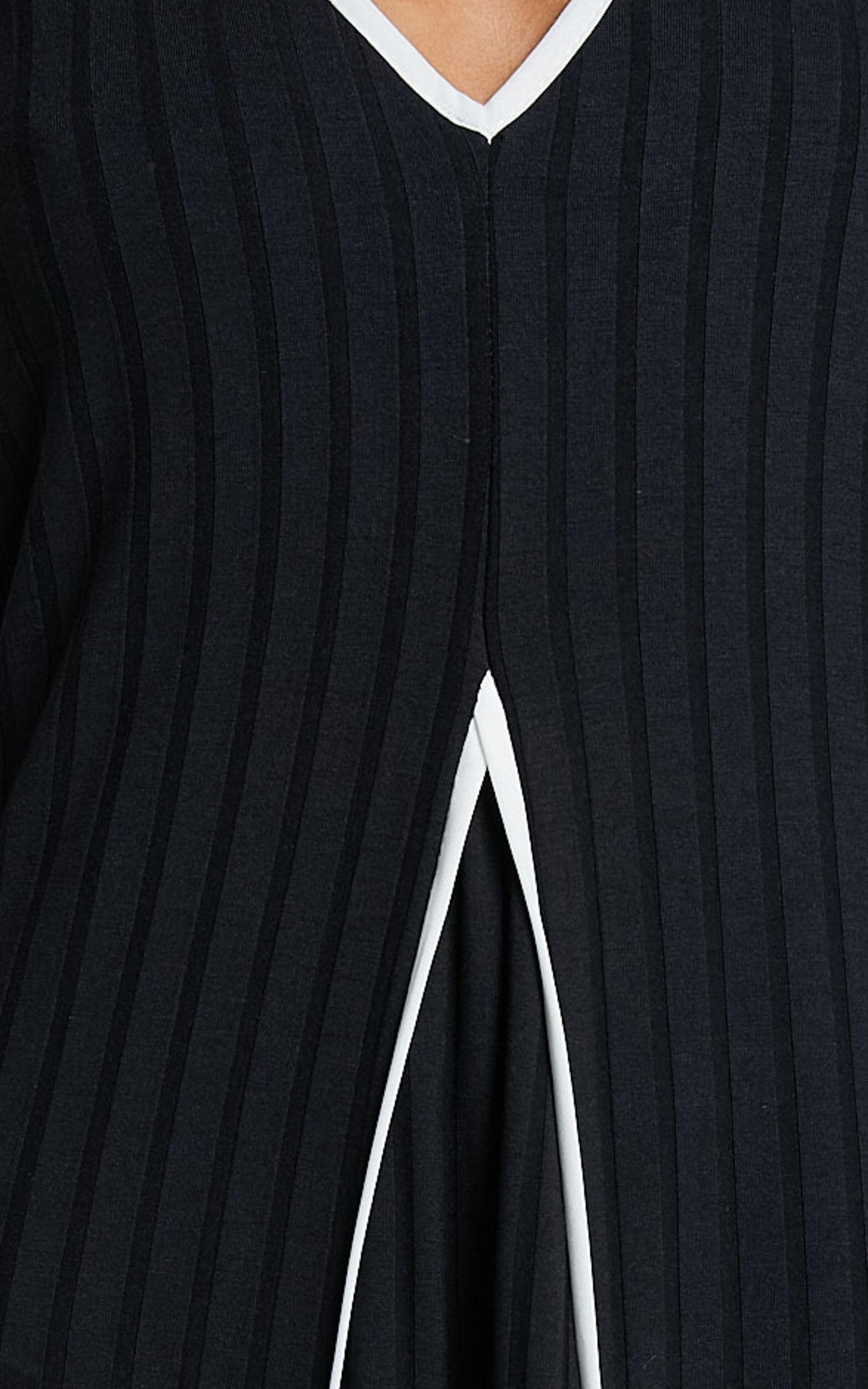 Cathleen Midi Dress - Ribbed Sleeveless Low Back Dress in Black Product Image