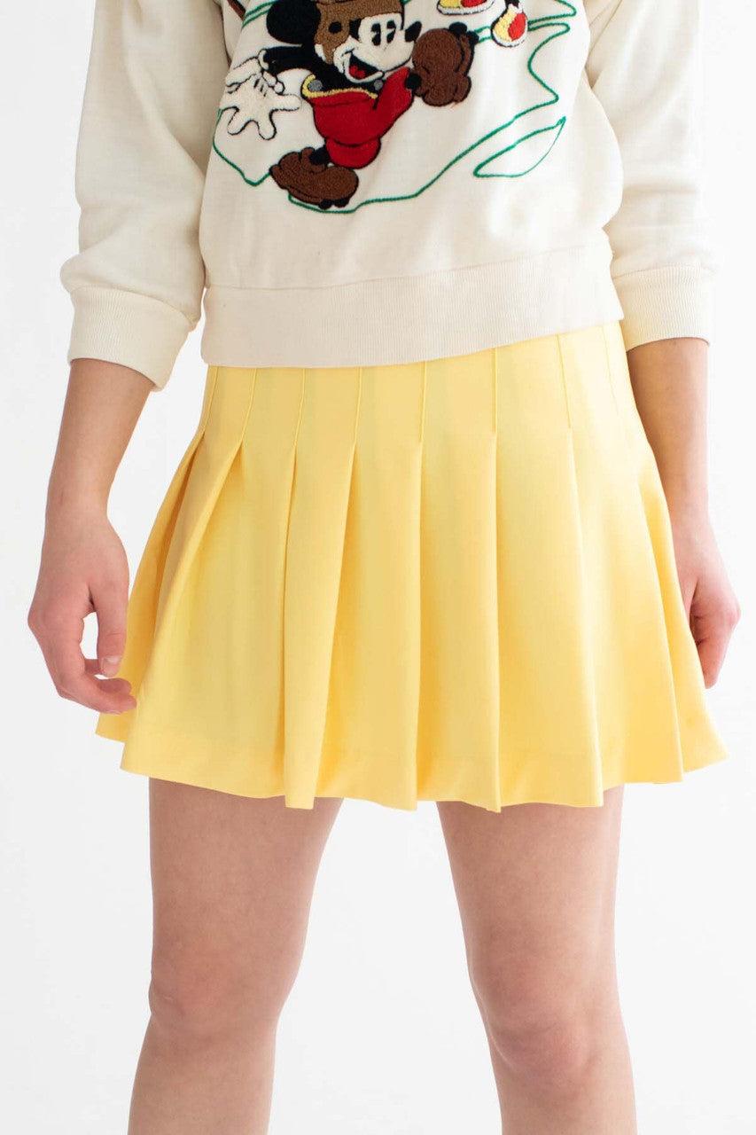 Yellow Stretch Pleated Skirt Product Image