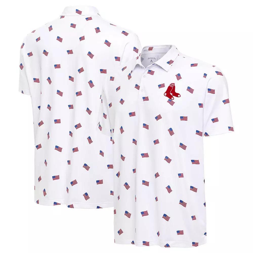 Men's Antigua White Boston Red Sox Americana Polo,  Product Image