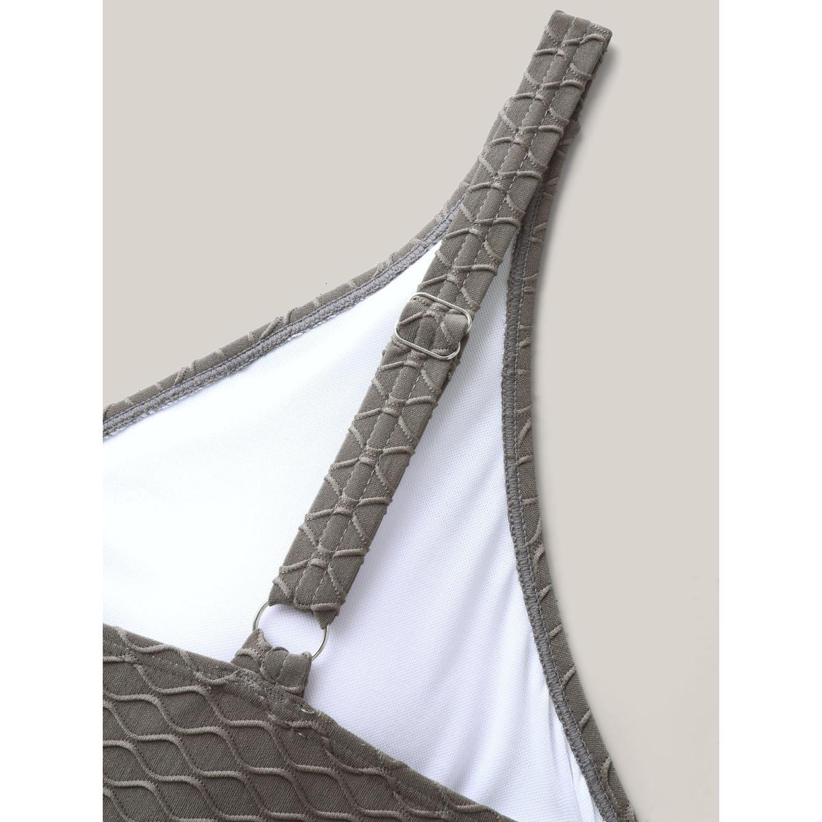 Plus Size Textured Surplice One-Piece Swimsuit Women's Swimwear DimGray Beach Texture Curve Bathing Suits High stretch One Pieces BloomChic 22-24/3X Product Image